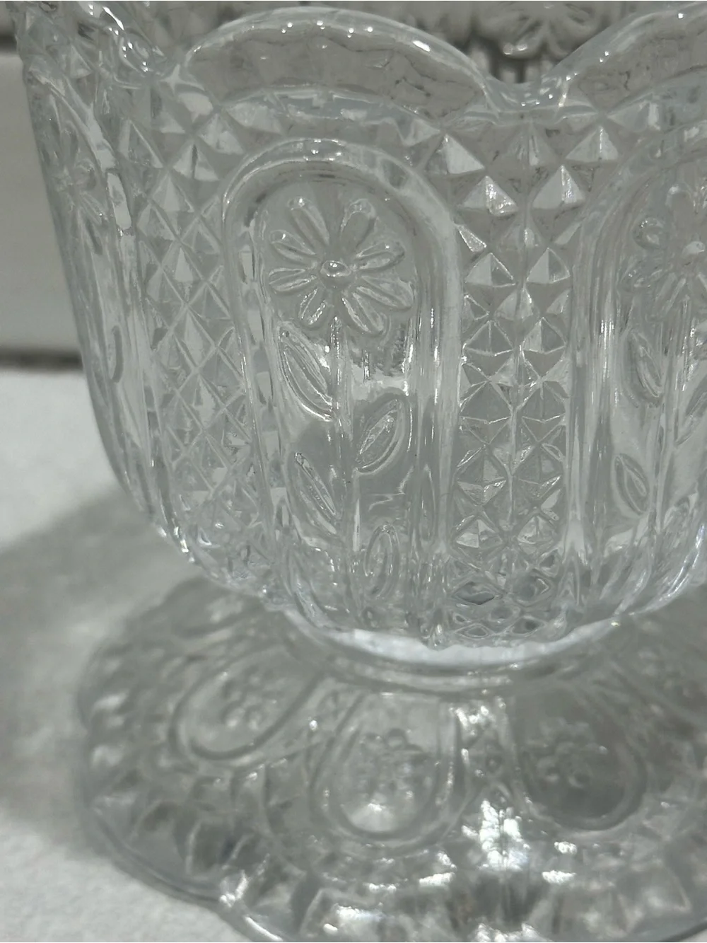 VTG Avon Fostoria Clear Pressed Glass Footed Vase/Candy Dish - 2 Piece Set